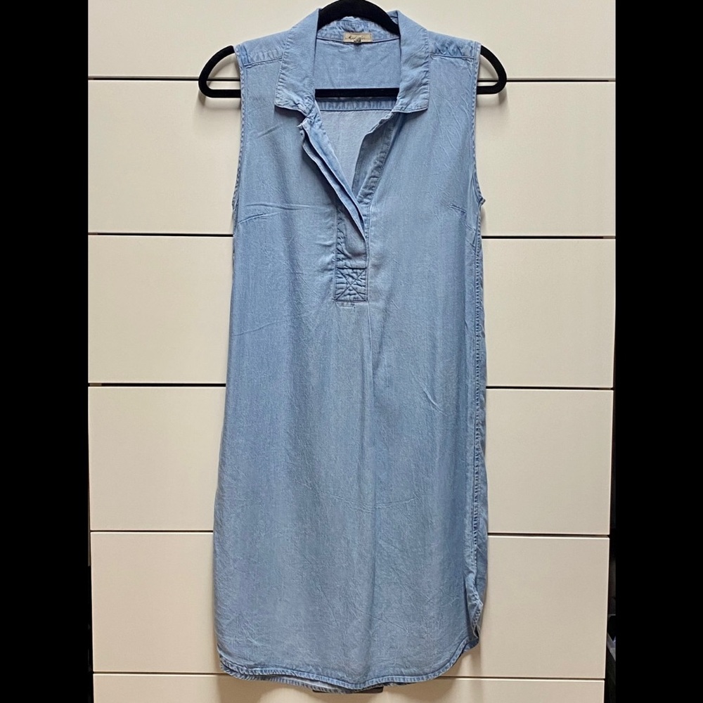 Chambray Sleeveless Shirt Dress